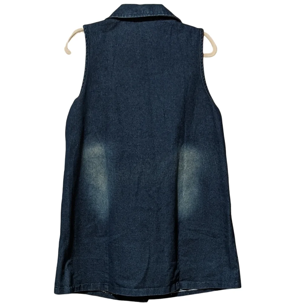 🆕 Omo One denim jean shirt vest tunic medium - Picture 2 of 7